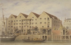 Widok Chamberlains Wharf, Tooley Street, 1846 (wc na papierze) autorstwa English School