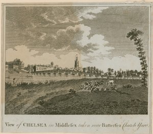 Widok Chelsea w Middlesex w pobliżu Battersea Church Yard autorstwa English School