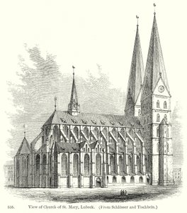 Widok kościoła Mariackiego w Lubece (rycina) autorstwa English School