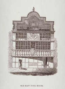 Widok na Dom Wschodnioindyjski, z figurą z przodu, ok. 1700 autorstwa English School