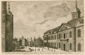 Widok Grand Storehouse w Tower of London z bronią dla 100 000 mężczyzn autorstwa English School