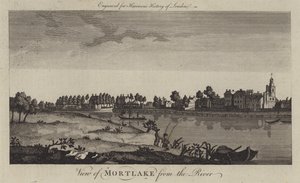 Widok Mortlake od strony Tamizy (rycina) autorstwa English School