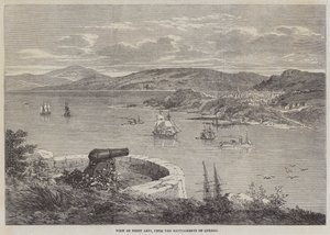Widok na Point Levi, z blanków Quebecu (rycina) autorstwa English School
