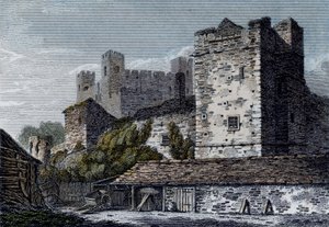 Widok na zamek Rochester, Kent. ok. 1830 r autorstwa English School
