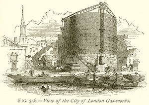 Widok na gazownię City of London autorstwa English School