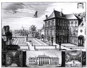 Widok domu Hilwerue należącego do Petera Paula Rubensa (1577-1640) 1692 (rycina) (zdjęcie bw) autorstwa English School