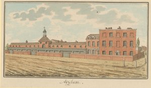 Widok azylu w St Georges Fields (wc na papierze) autorstwa English School