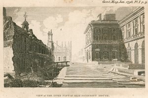 Widok na wewnętrzną część starego Somerset House, Strand, Londyn autorstwa English School