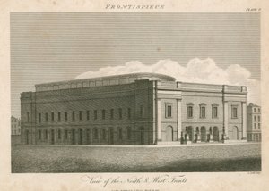 Widok na północne i zachodnie fronty teatru Drury Lane w Londynie autorstwa English School