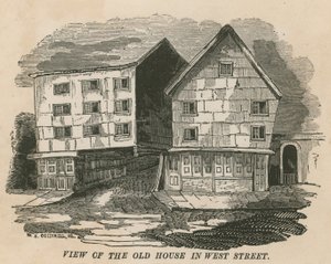 Widok starego domu na West Street w Londynie, dawniej Red Lion Inn, Chick Lane, kiedyś rezydencja Jonathana Wilda autorstwa English School