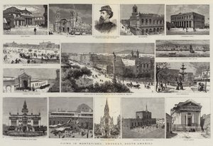 Widoki w Montevideo, Urugwaj, Ameryka Południowa (grawerowanie) autorstwa English School
