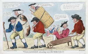 Wieśniacy Wyrzucają Śmieci!!!, wyd. 1800 (ręcznie kolorowe grawerowanie) autorstwa English School