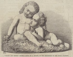 „Fiolet i Henryk”, Marmurowa Grupa A Munro, na Wystawie Akademii Królewskiej (rycina) autorstwa English School