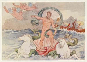 Eneida Wergiliusza: Neptun ucisza fale (kolor lito) autorstwa English School