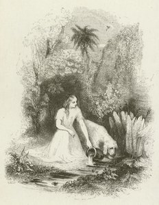 Virginia przy fontannie (rycina) autorstwa English School