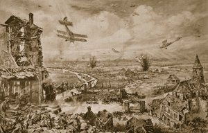 Wyraziste wrażenie zaciekłej walki o Armentieres w kwietniu 1918, 1918-19 autorstwa English School