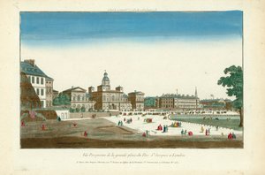 Widok perspektywiczny na główny plac Parc St Jacques w Londynie autorstwa English School