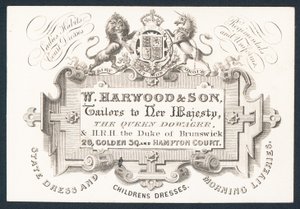 W Harwood & Son, krawcy, karta handlowa autorstwa English School