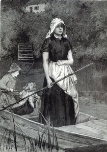 Czekając na ojca, z „Godziny wypoczynku”, 1888 autorstwa English School