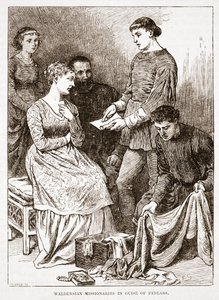 Misjonarze waldensów w przebraniu Pedlarów, ilustracja z Historii protestantyzmu Jamesa Aitkena Wylie (1808-1890), wyd. 1878 autorstwa English School