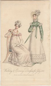 Suknie spacerowe i wieczorowe na lipiec 1818, 1818 autorstwa English School