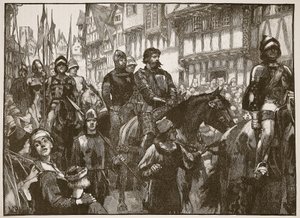 Wallace w drodze do Westminster Hall, ilustracja z Cassells Illustrated History of England (zdjęcie w sepii) autorstwa English School