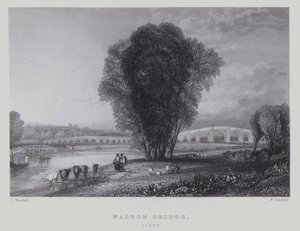 Walton Bridge, Surrey (grawerowanie) autorstwa English School