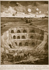 Życie wojenne w piaskownicy za liniami brytyjskimi w kraju Szampanii, 1914-19 autorstwa English School