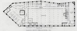 Magazyn, Chepstow Street, Manchester (grawerowanie) autorstwa English School