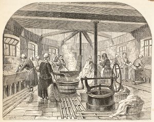 Pralnia w więzieniu Brixton, ilustracja z The Criminal Prisons of London i Scenes from Prison Life Henry
