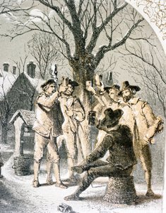 Obijanie jabłoni, 1840 autorstwa English School