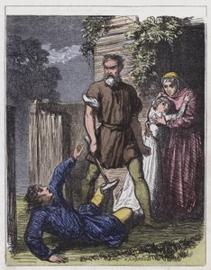 Wat Tyler and the Tax-Gatherer (kolorowy grawerunek) autorstwa English School