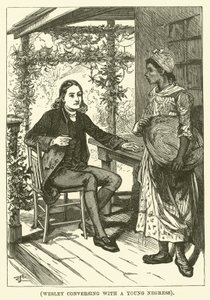 Wesley rozmawiający z młodą Murzynką (rycina) autorstwa English School