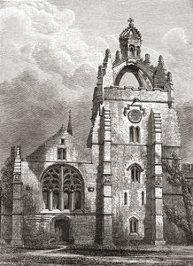 Zachodni front Kings College w Aberdeen, tak jak w XIX wieku, ukazujący wieżę w koronie kaplicy, z Krótka historia Anglików autorstwa J. R. Greena, opublikowanej w 1893 r. autorstwa English School