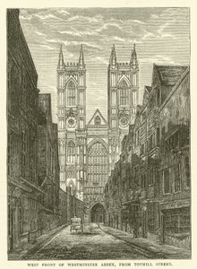 Zachodni front Opactwa Westminsterskiego, od Tothill Street (grawerowanie) autorstwa English School