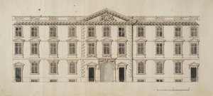 Zachodni front proponowanego nowego budynku Garden Quadrangle w New College, ok. 1680 (tusz i szare pranie na papierze) autorstwa English School