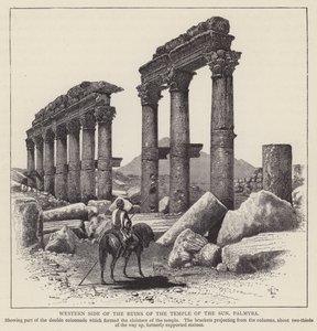 Zachodnia strona ruin Świątyni Słońca, Palmyra (rycina) autorstwa English School