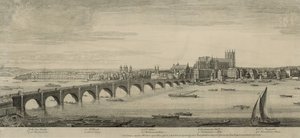 Westminster Bridge, Londyn, zaczerpnięty z Mr Scheves Sugar House, naprzeciwko York House autorstwa English School