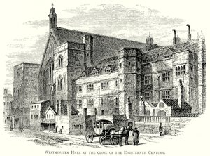Westminster Hall pod koniec XVIII wieku (rycina) autorstwa English School