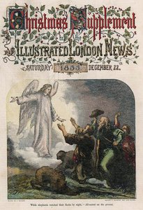 Podczas gdy pasterze obserwowali swoje stada nocą, z okładki Illustrated London News, dodatek bożonarodzeniowy, 1855 autorstwa English School