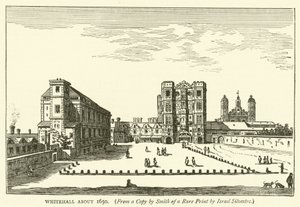 Whitehall około 1650, z kopii autorstwa Smitha rzadkiego druku Israela Silvestre autorstwa English School