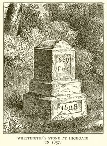 Kamień Whittingtons w Highgate w 1857 r. autorstwa English School