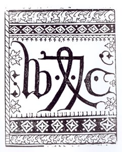 William Caxtons (c.1422 - c.91) Print Mark, ilustracja z nauki i literatury w średniowieczu i renesansie, napisana i grawerowana przez Paula Lacroix, 1878 autorstwa English School