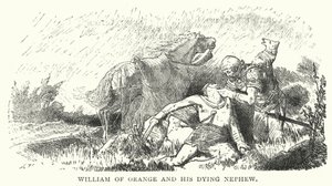 Wilhelm Orański i jego umierający siostrzeniec (grafika) autorstwa English School
