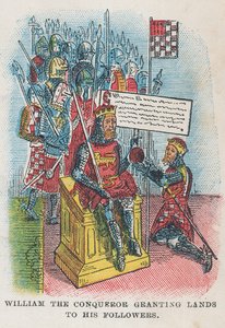Wilhelm Zdobywca przyznający ziemie swoim wyznawcom autorstwa English School
