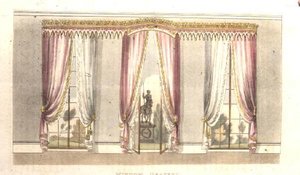 Draperia okienna, tablica 114 z Repozytorium Sztuki Ackermanna, wydana 1820 (kolor lito) autorstwa English School