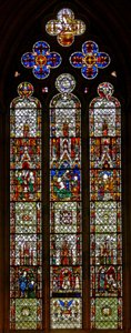 Okno w27 przedstawiające sceny z Nowego Testamentu autorstwa English School