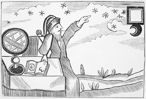 Wizard Consulting the Moon and the Stars, ilustracja ze zbioru książeczek o ezoteryce autorstwa English School