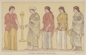 Kobiety trzymające Festiwal (kolor lito) autorstwa English School