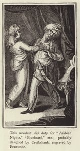 Drzeworyt, który służył w Arabian Nights, Bluebeard itp. (Grawerowanie) autorstwa English School